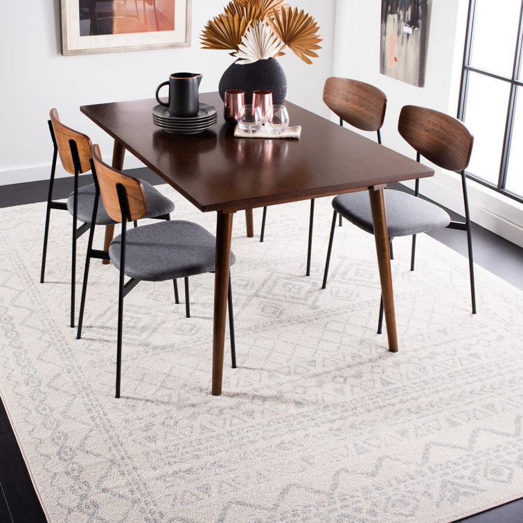 Gray Geometric 6' x 9' Hand-Knotted Synthetic Area Rug