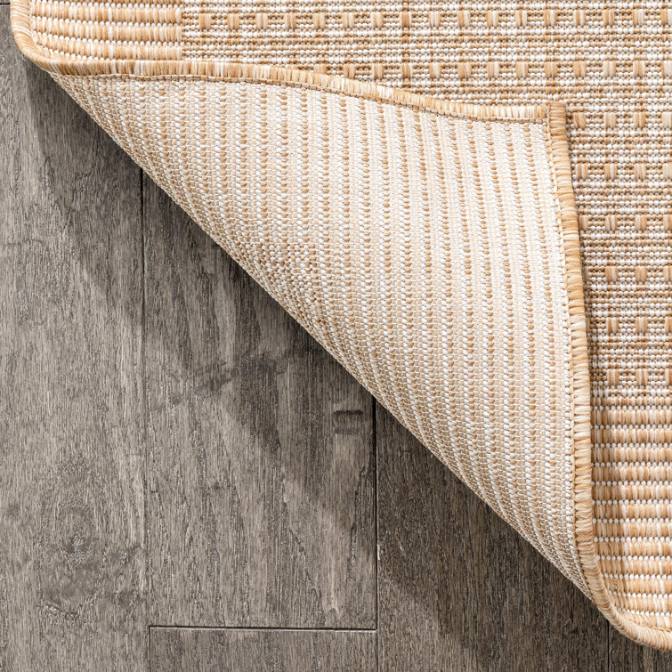 Ivory Synthetic Flat Woven 8' x 10' Indoor/Outdoor Rug