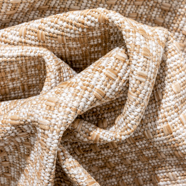 Ivory Synthetic Flat Woven 8' x 10' Indoor/Outdoor Rug