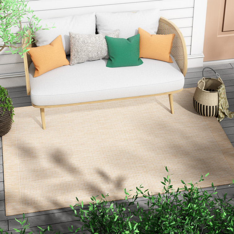 Ivory Synthetic Flat Woven 8' x 10' Indoor/Outdoor Rug