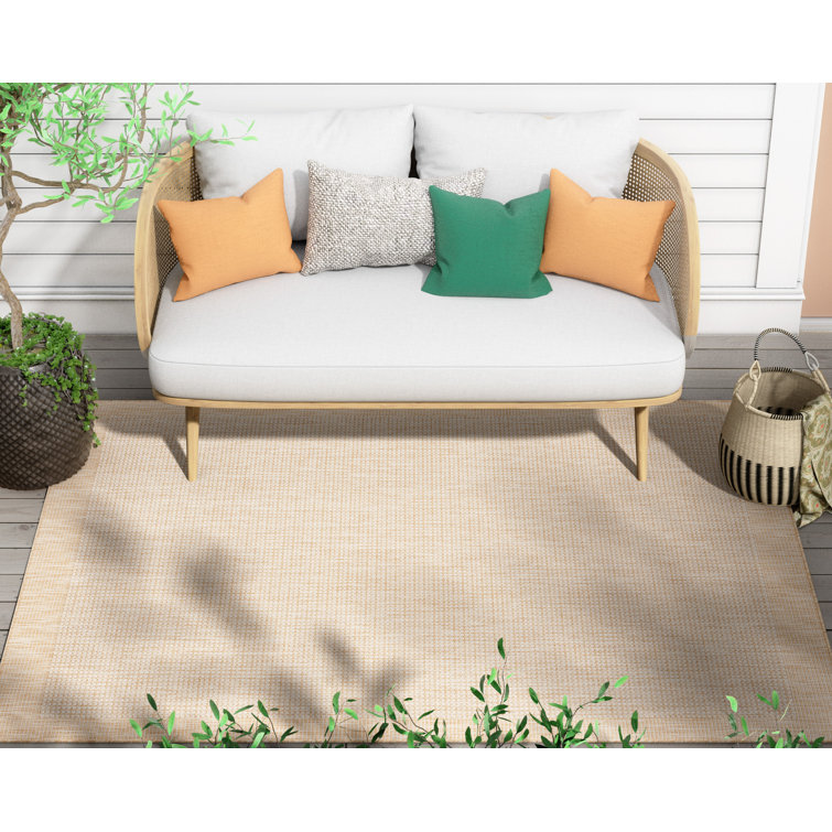 Ivory Synthetic Flat Woven 8' x 10' Indoor/Outdoor Rug