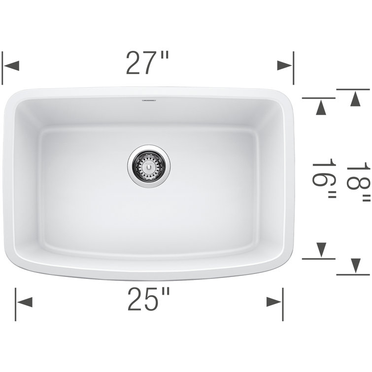 Valea 27-Inch White Granite Single Bowl Undermount Kitchen Sink