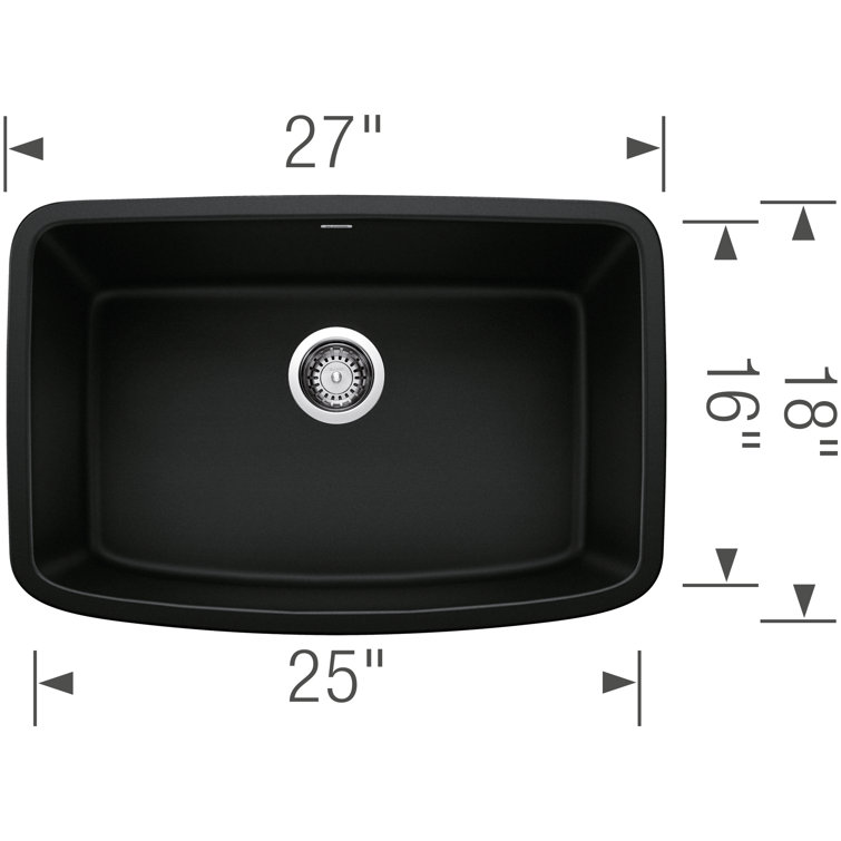 Valea 27" Coal Black Granite Composite Undermount Kitchen Sink