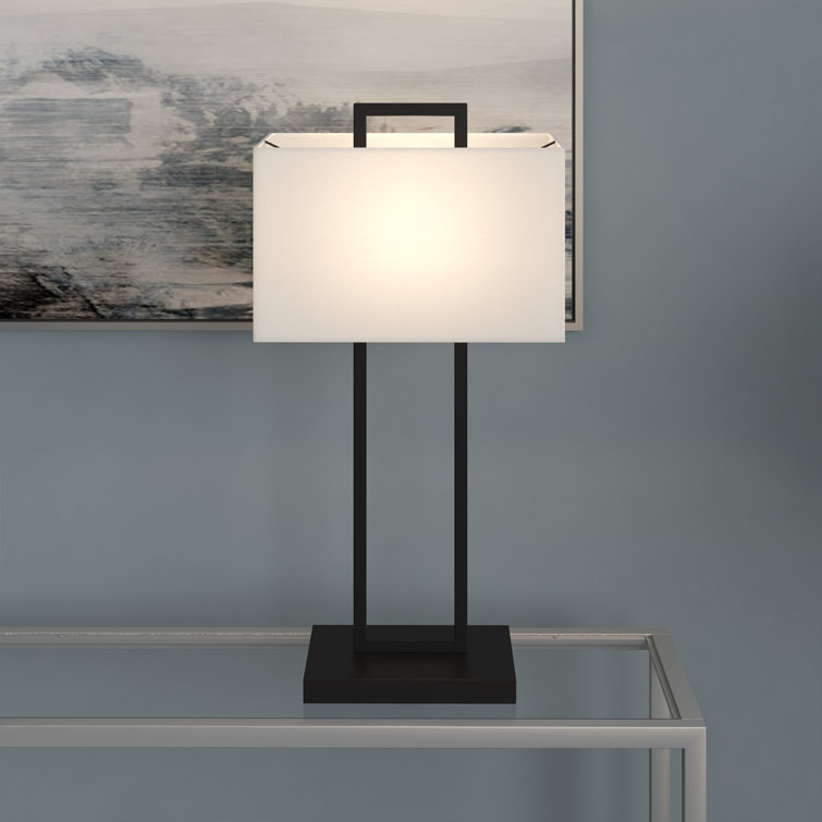 White Linen Drum Shade 28" Modern Table Lamp