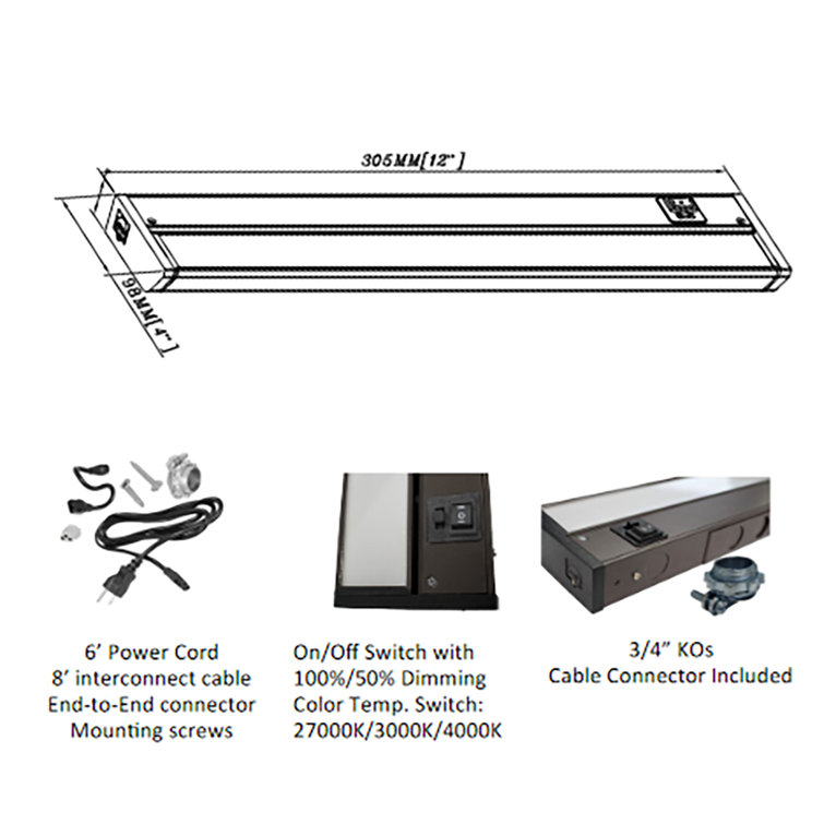 White 16'' LED Under Cabinet Linkable Light Bar