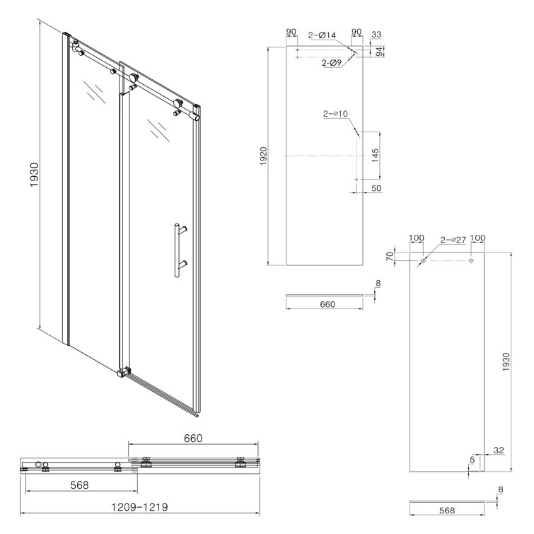 48'' Chrome Semi-Frameless Sliding Shower Door with Clear Glass