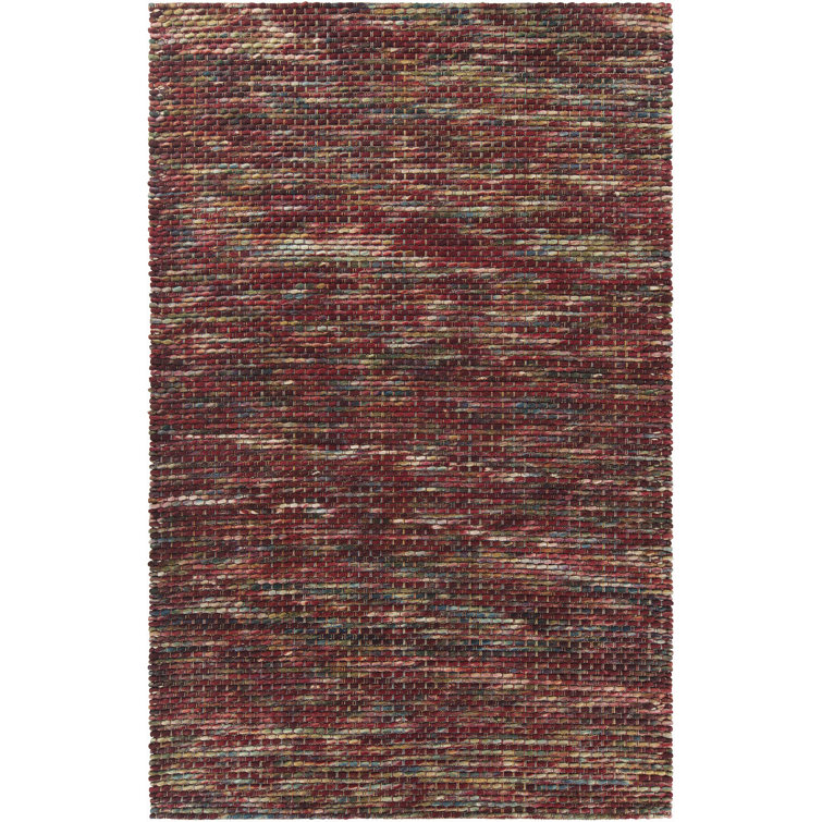 Artisanal Red Wool 5' x 7' Hand-Woven Area Rug