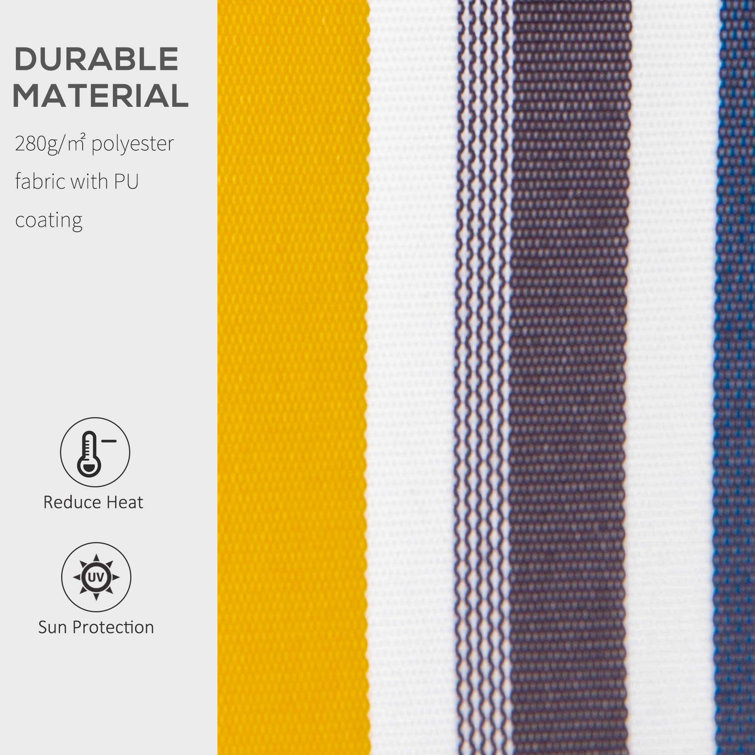 Outsunny 8' Yellow and Blue Striped Retractable Patio Awning