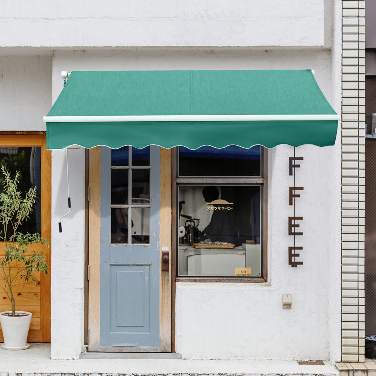 Green Aluminum and Steel Retractable Patio Awning with UV Protection