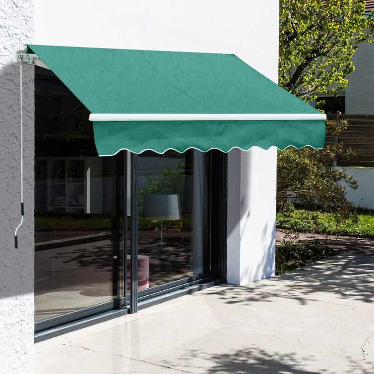 Green Aluminum and Steel Retractable Patio Awning with UV Protection