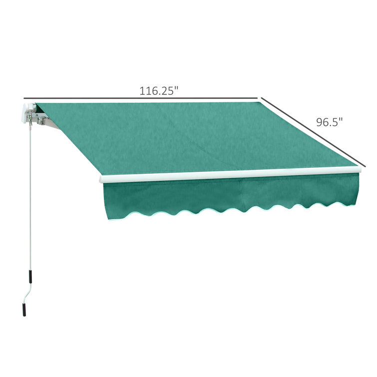 Green Aluminum and Steel Retractable Patio Awning with UV Protection