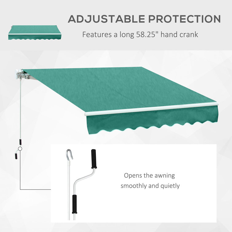 Green Aluminum and Steel Retractable Patio Awning with UV Protection