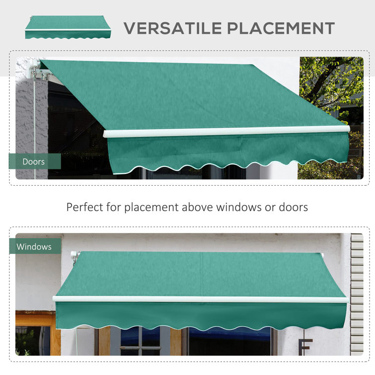 Green Aluminum and Steel Retractable Patio Awning with UV Protection