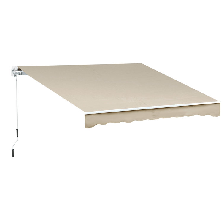 Beige 13' x 8' Retractable Patio Awning with Aluminum Frame