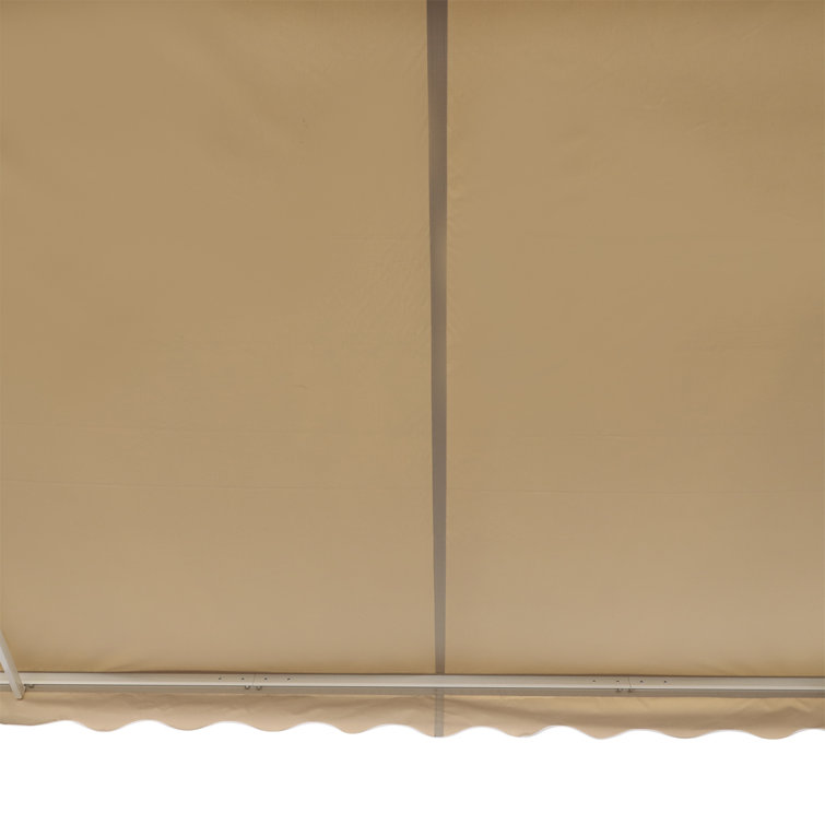 Beige 13' x 8' Retractable Patio Awning with Aluminum Frame