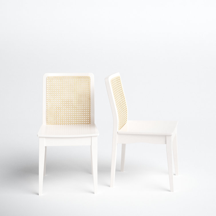 Benicio White and Natural Rattan Coastal Side Chair