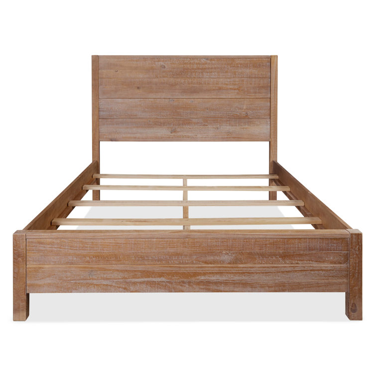 King Size Driftwood Pine Wood Platform Bed with Headboard