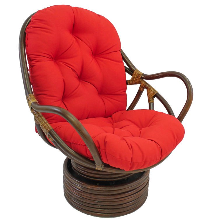 Premium Red Twill Lounge Chair Cushion with Tufted Design