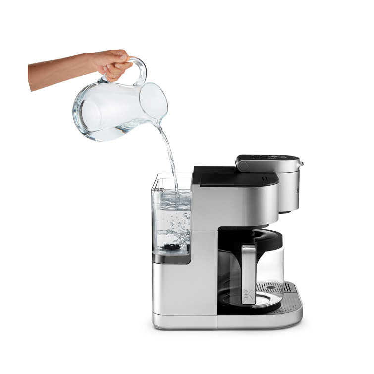 Silver Programmable Drip Coffee Maker with Carafe and K-Cup Pod