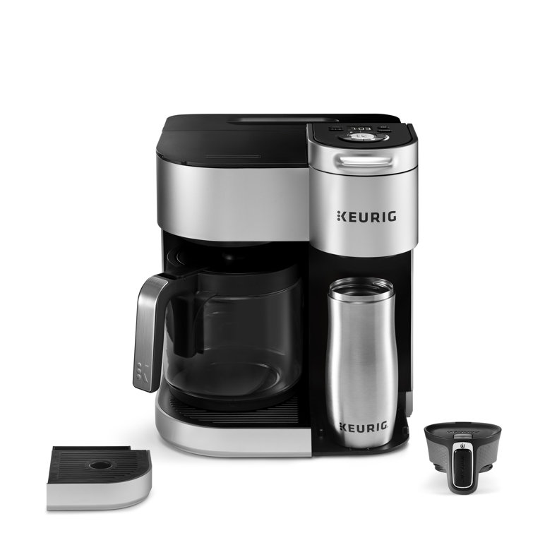 Silver Programmable Drip Coffee Maker with Carafe and K-Cup Pod