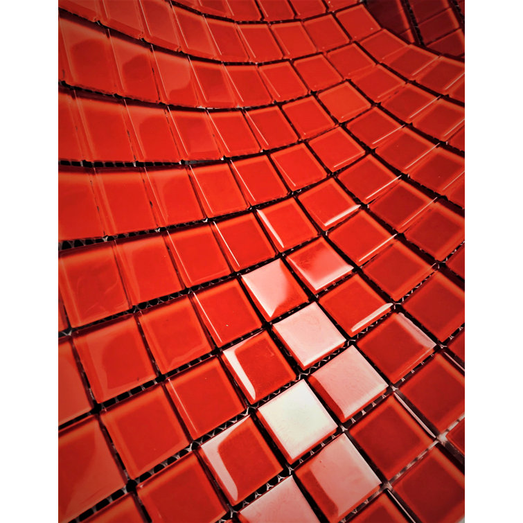 Red Glossy Glass 12x12 Square Mosaic Tile