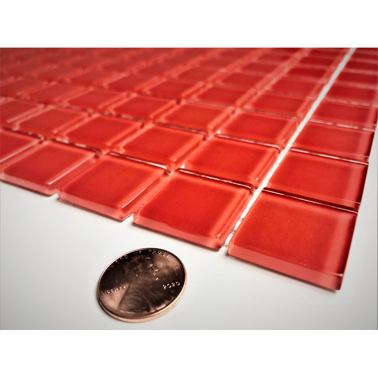 Red Glossy Glass 12x12 Square Mosaic Tile