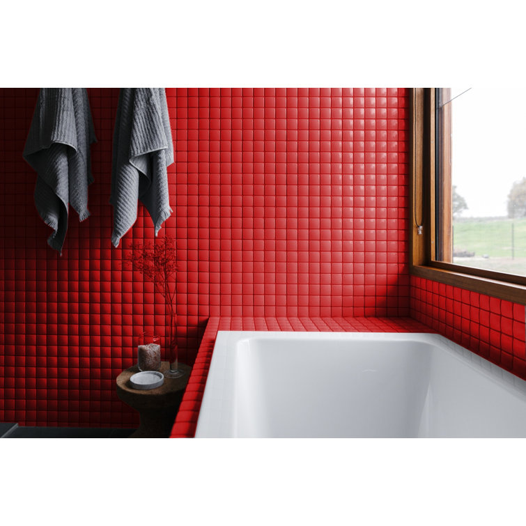 Red Glossy Glass 12x12 Square Mosaic Tile
