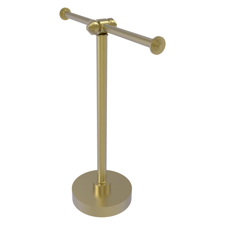 Satin Brass Double Arm Countertop Towel Stand