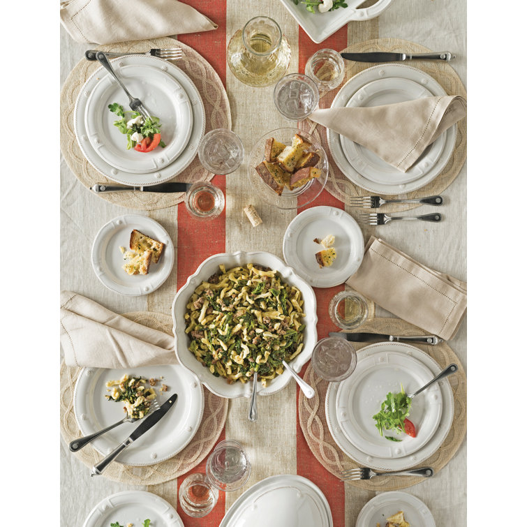 White Ceramic Embossed Cottagecore Salad Plate Set
