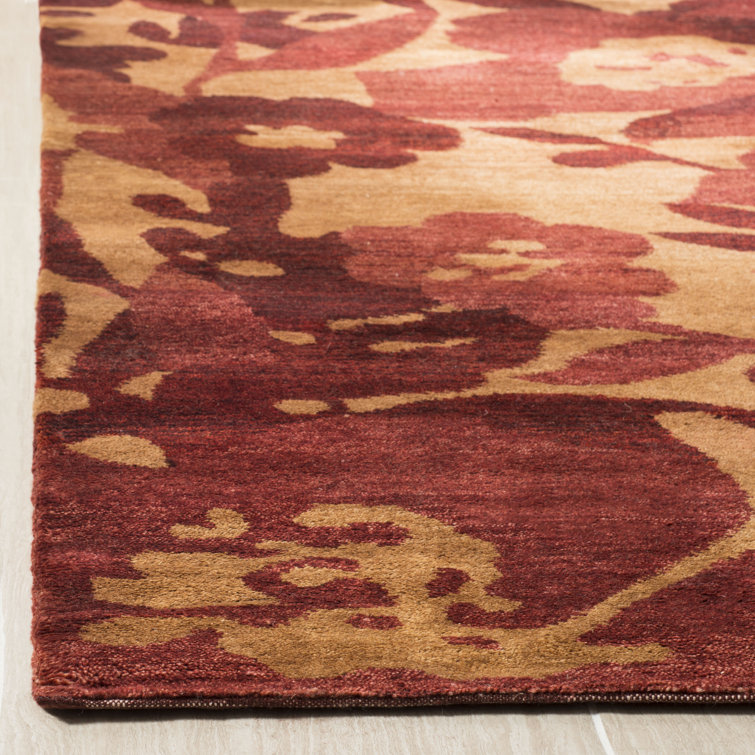 Hand-Knotted Geometric Red Wool 6' x 9' Area Rug