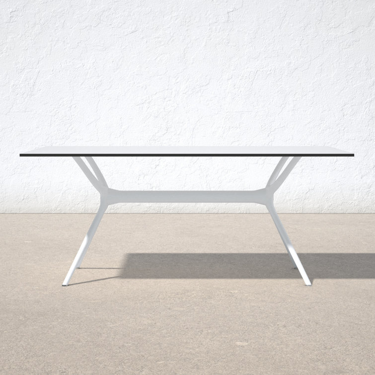 Farrah White Rectangular Plastic Outdoor Dining Table