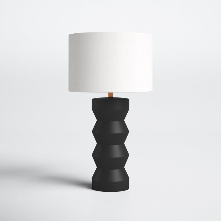 Carlin 26.5" Matte Black Ribbed Ceramic Table Lamp with Voice Control