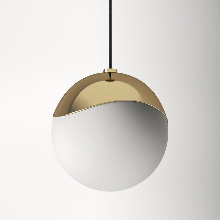 Polished Brass and Frosted Glass Globe Pendant Light