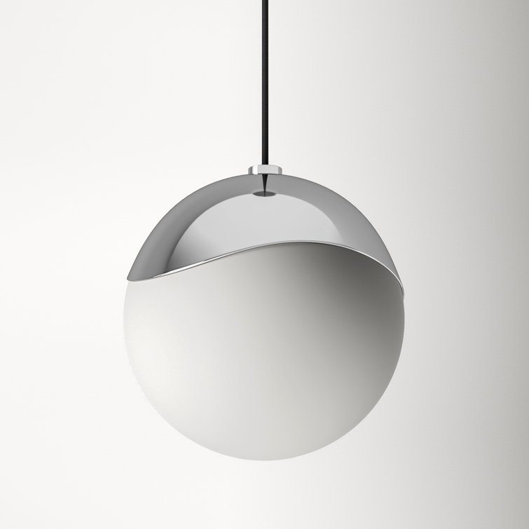 Polished Nickel Frosted Glass Globe Pendant Light