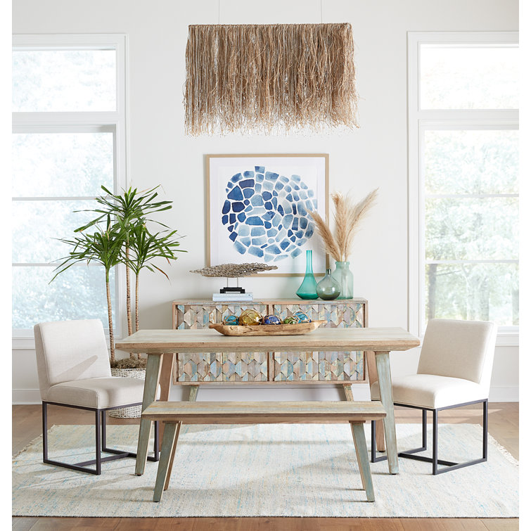 Vintage Teal Reclaimed Teak Wood 6-Seater Dining Table