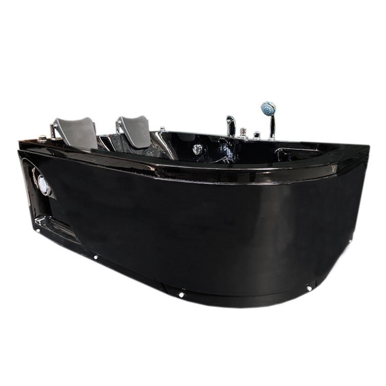 Black Semicircular Acrylic Whirlpool Bathtub with Jets