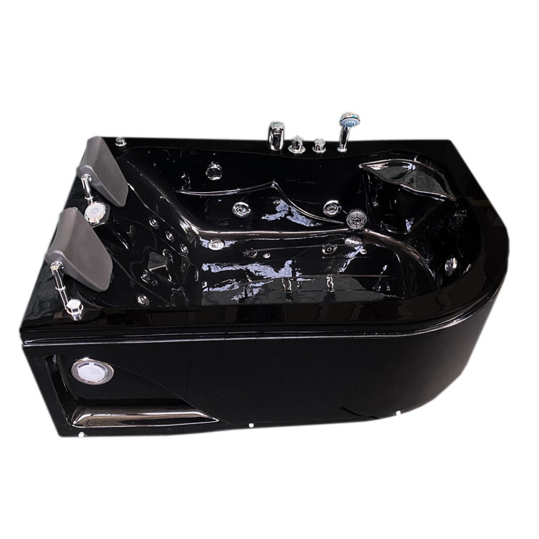 Black Semicircular Acrylic Whirlpool Bathtub with Jets