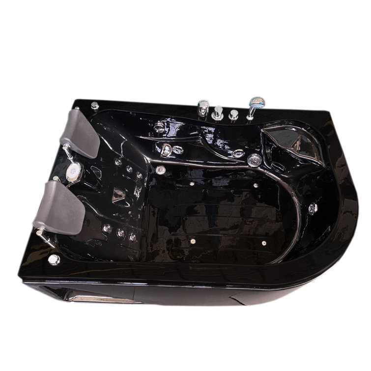 Black Semicircular Acrylic Whirlpool Bathtub with Jets