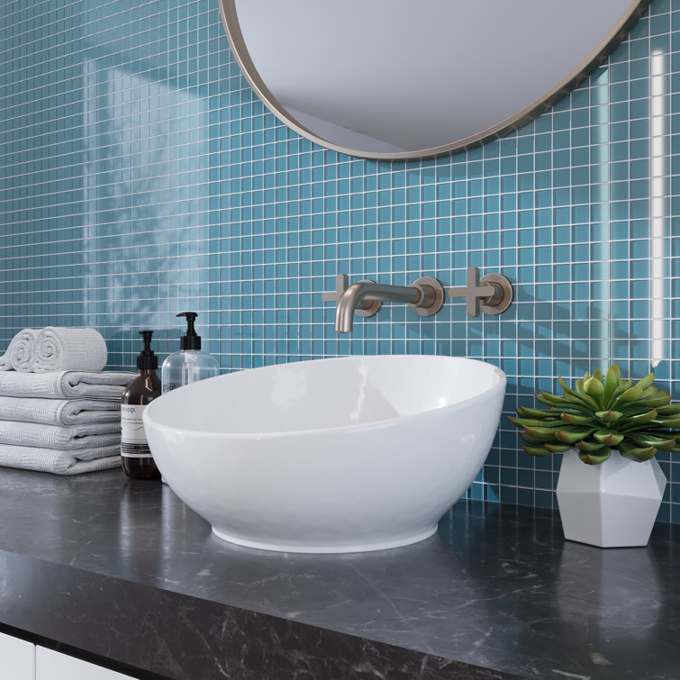 Sky Blue Polished Glass Mosaic Tile for Kitchen and Bathroom
