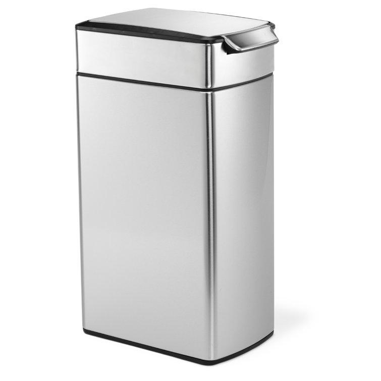 Slim Brushed Stainless Steel Touch-Bar Trash Can, 40L