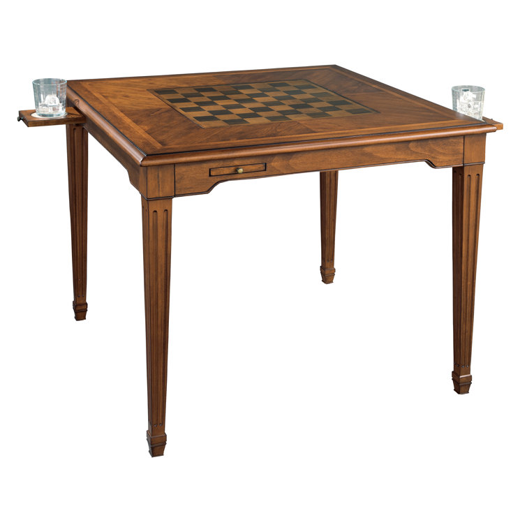 Traditional 36'' Brown Solid Wood Square Game Table with Storage
