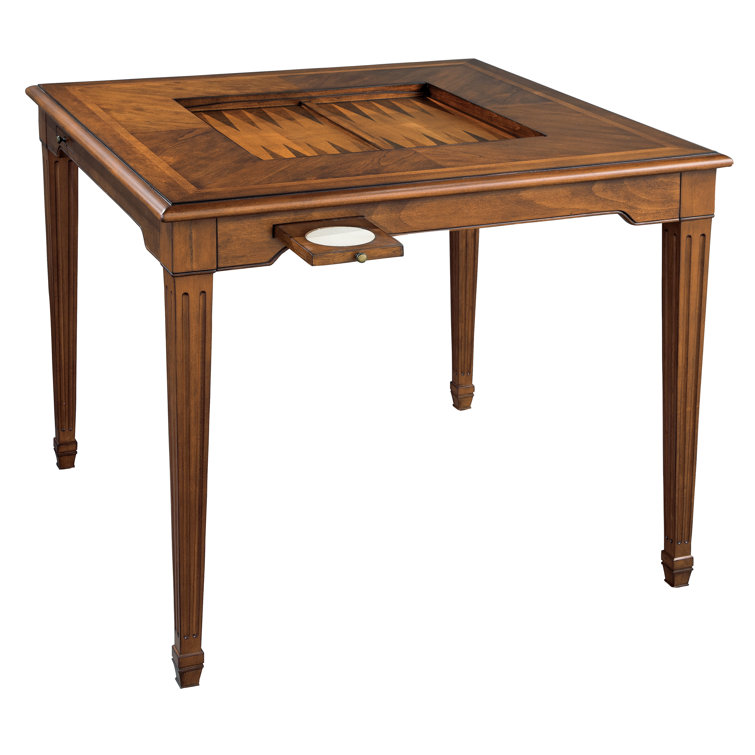 Traditional 36'' Brown Solid Wood Square Game Table with Storage