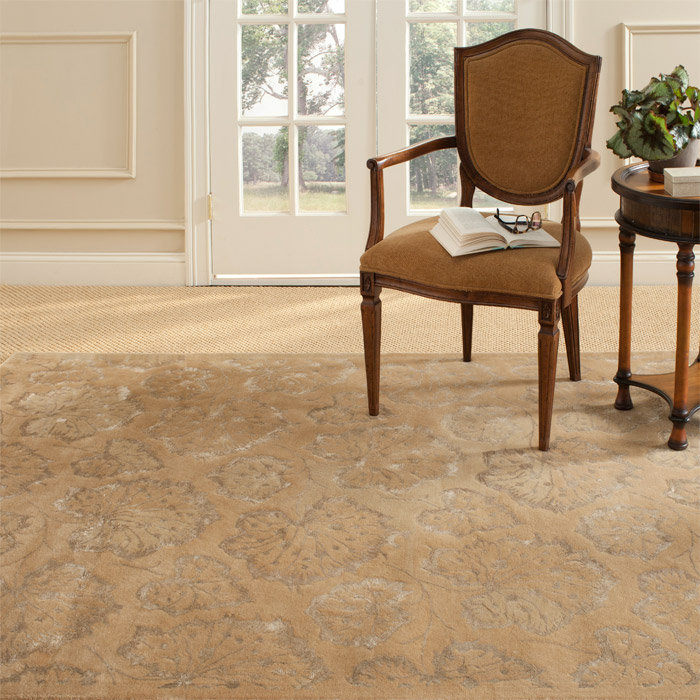 Handmade Geranium Leaf Toffee Wool-Blend 5'6" x 8'6" Area Rug