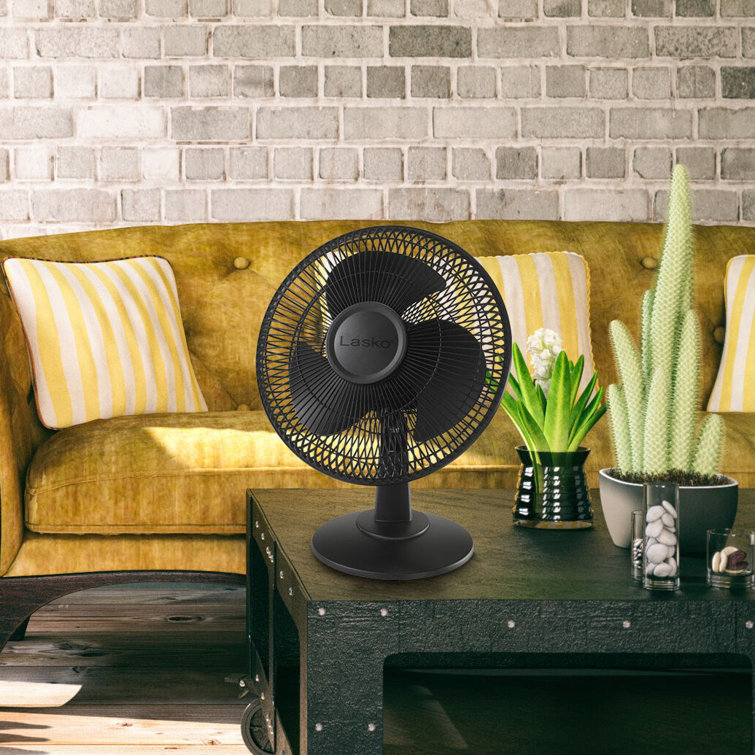 Lasko 12" Black Oscillating Desk Fan with 3 Speeds and Tilt Head