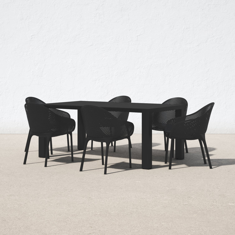 Skyline Chic 7-Piece Black Extendable Outdoor Dining Set