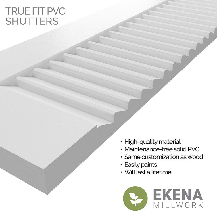 Unfinished White PVC Louvered Shutters, 12"W x 63"H