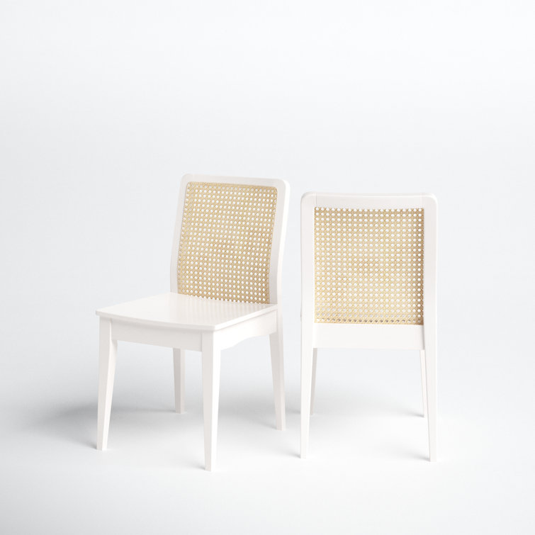 Benicio White and Natural Rattan Coastal Side Chair