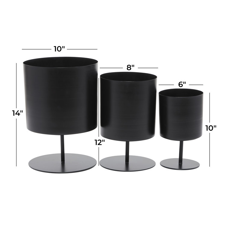 Black Metal Round Indoor Planter Set of 3
