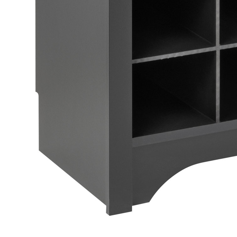 Black Wood Hall Tree with Bench and 24 Shoe Cubbies