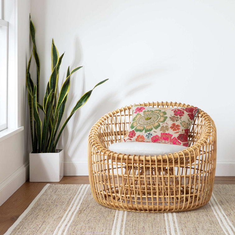 Natural Beige and Brown Wool Herringbone 3' x 5' Rug